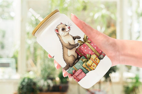 Glass Can Festive Patchwork Pets Sublimation artnoy 