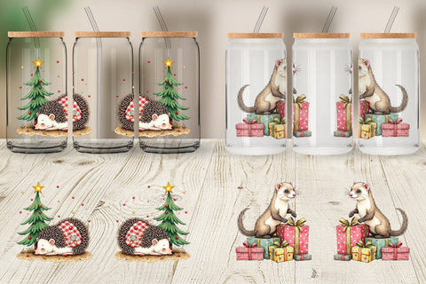 Glass Can Festive Patchwork Pets Sublimation artnoy 