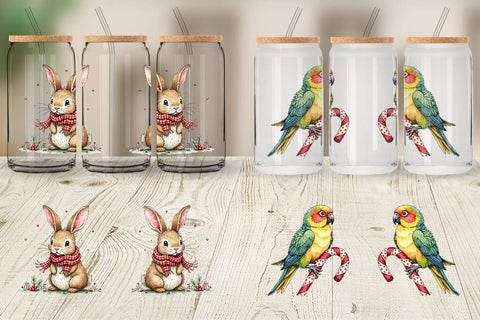 Glass Can Festive Patchwork Pets Sublimation artnoy 
