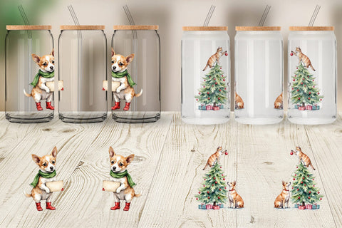Glass Can Festive Pets Sublimation artnoy 