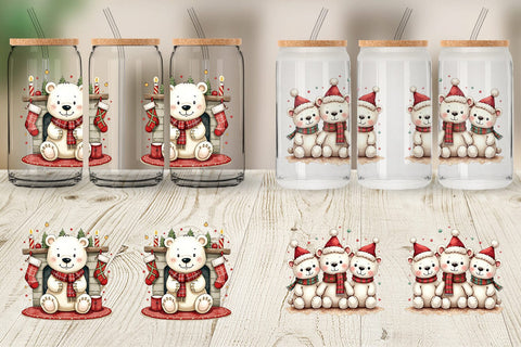 Glass Can Festive Polar Wonders Sublimation artnoy 