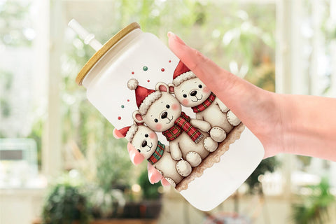 Glass Can Festive Polar Wonders Sublimation artnoy 