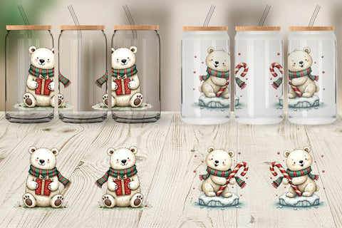 Glass Can Festive Polar Wonders Sublimation artnoy 