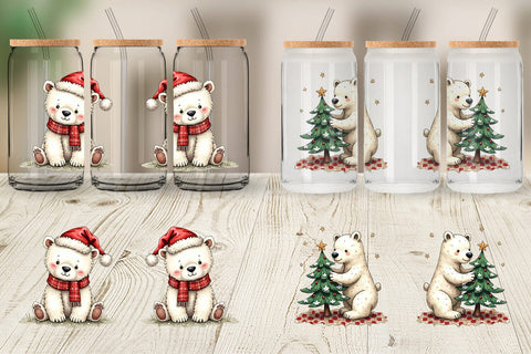 Glass Can Festive Polar Wonders Sublimation artnoy 