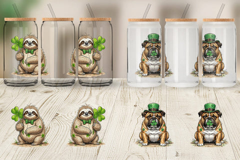 Glass Can Festive St Paddys Fauna Sublimation artnoy 