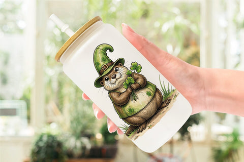 Glass Can Festive St Paddys Fauna Sublimation artnoy 