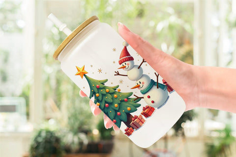 Glass Can Festive Winter Whimsy Sublimation artnoy 