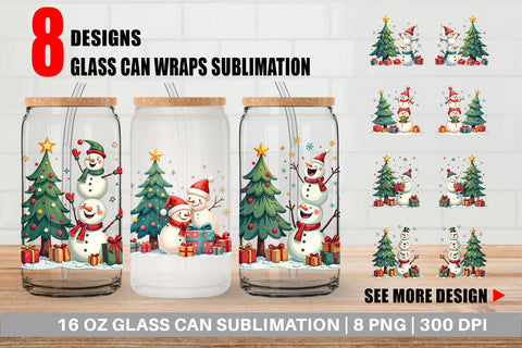 Glass Can Festive Winter Whimsy Sublimation artnoy 