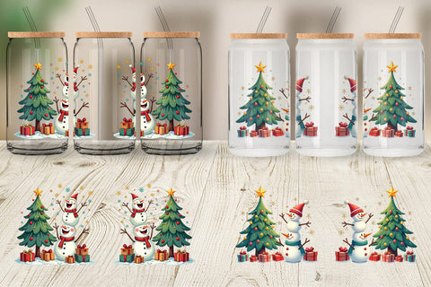 Glass Can Festive Winter Whimsy Sublimation artnoy 