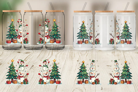 Glass Can Festive Winter Whimsy Sublimation artnoy 