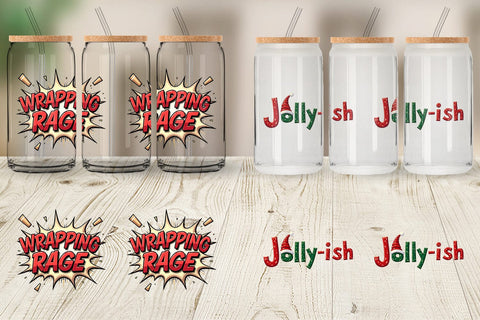 Glass Can Festively Fed Up Relatable Holiday Stress Quotes Sublimation artnoy 