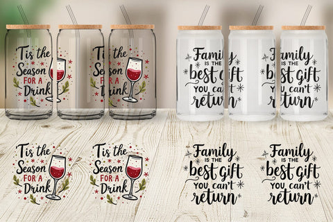Glass Can Festively Fed Up Relatable Holiday Stress Quotes Sublimation artnoy 