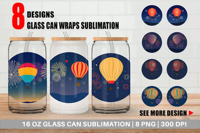 Glass Can Fireworks Hot Air Balloon Sublimation artnoy 