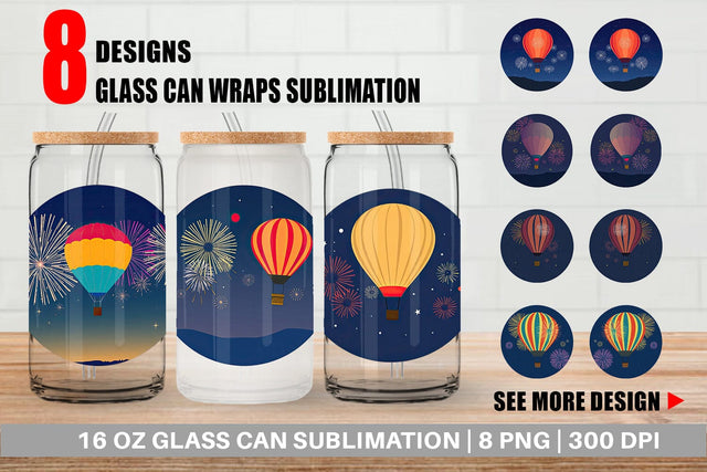 Glass Can Fireworks Hot Air Balloon Sublimation artnoy 