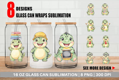 Glass Can First Day School Dino Watercolor Sublimation artnoy 