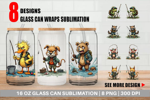 Glass Can Fishing Grumps Sublimation artnoy 