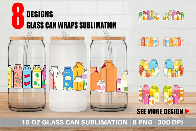 Glass Can Flavored Milk Carton Sublimation artnoy 