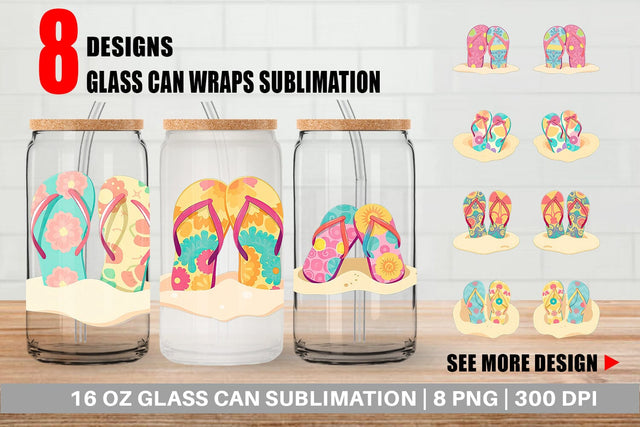 Glass Can Flip-Flops Sublimation artnoy 