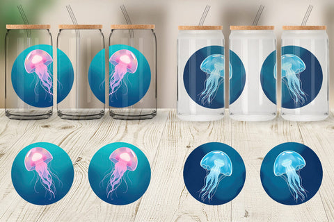 Glass Can Floating Jellyfish Sublimation artnoy 