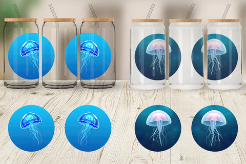 Glass Can Floating Jellyfish Sublimation artnoy 