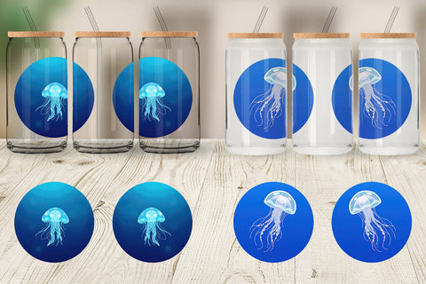 Glass Can Floating Jellyfish Sublimation artnoy 