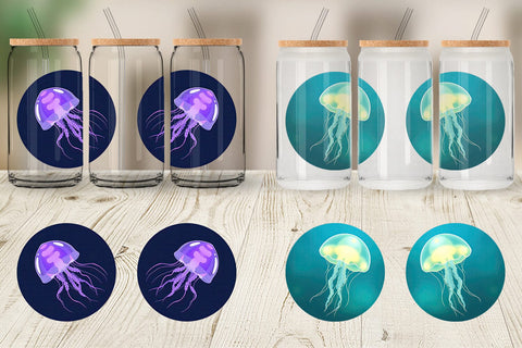 Glass Can Floating Jellyfish Sublimation artnoy 
