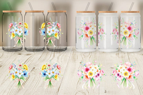 Glass Can Floral Bouquets Sublimation artnoy 
