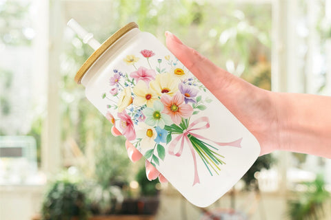 Glass Can Floral Bouquets Sublimation artnoy 