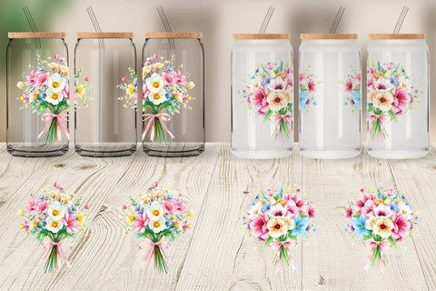 Glass Can Floral Bouquets Sublimation artnoy 