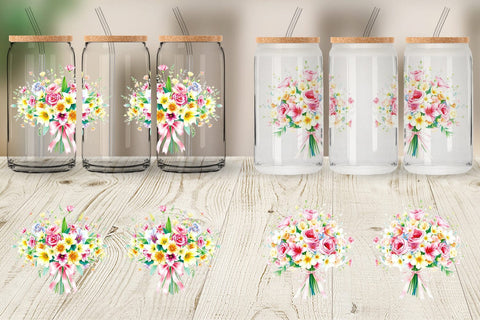 Glass Can Floral Bouquets Sublimation artnoy 