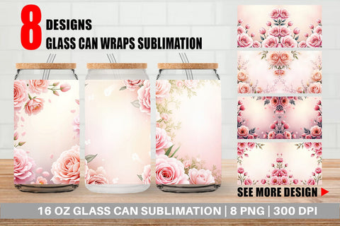 Glass Can Floral Elegance Sublimation artnoy 