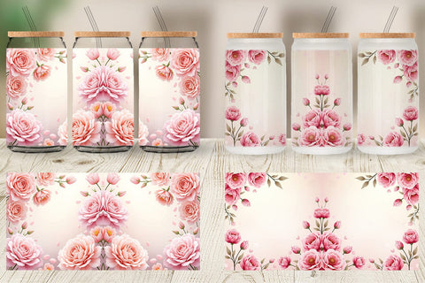 Glass Can Floral Elegance Sublimation artnoy 