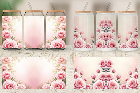Glass Can Floral Elegance Sublimation artnoy 