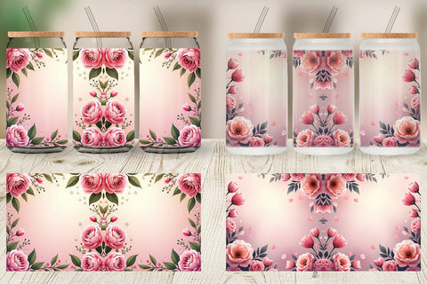 Glass Can Floral Elegance Sublimation artnoy 
