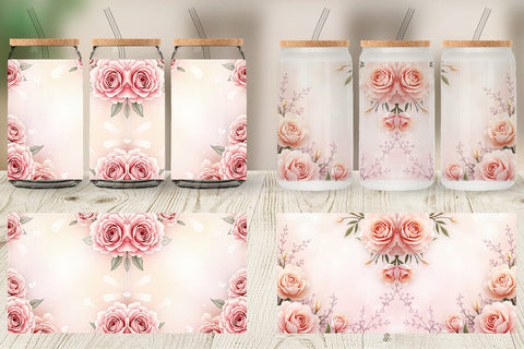 Glass Can Floral Elegance Sublimation artnoy 