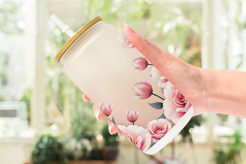 Glass Can Floral Elegance Sublimation artnoy 