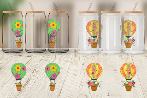 Glass Can Floral Hot Air Balloon Sublimation artnoy 