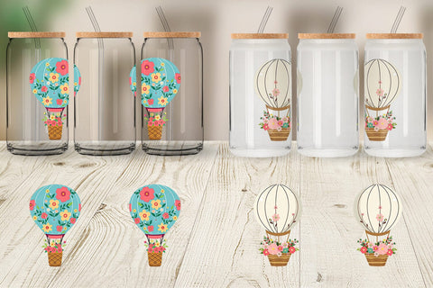 Glass Can Floral Hot Air Balloon Sublimation artnoy 