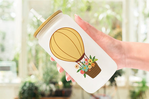 Glass Can Floral Hot Air Balloon Sublimation artnoy 