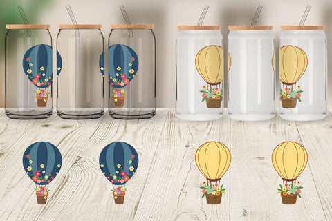 Glass Can Floral Hot Air Balloon Sublimation artnoy 