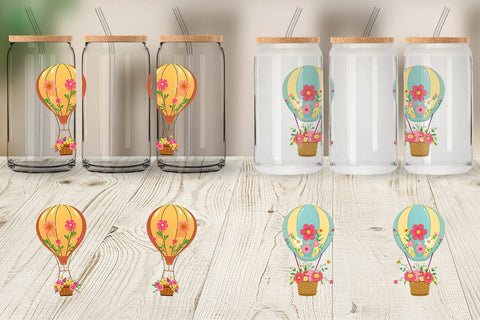 Glass Can Floral Hot Air Balloon Sublimation artnoy 