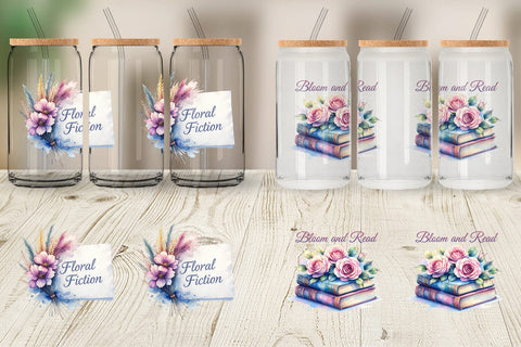 Glass Can Floral Reading Quotes Sublimation artnoy 