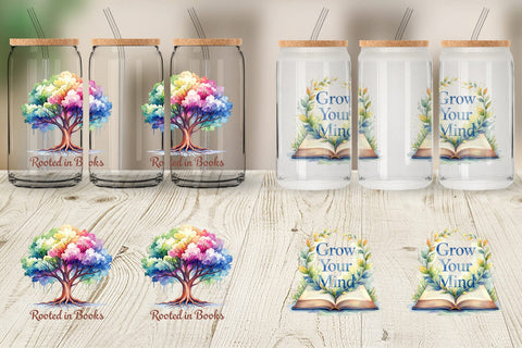 Glass Can Floral Reading Quotes Sublimation artnoy 