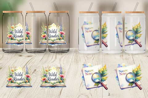 Glass Can Floral Reading Quotes Sublimation artnoy 