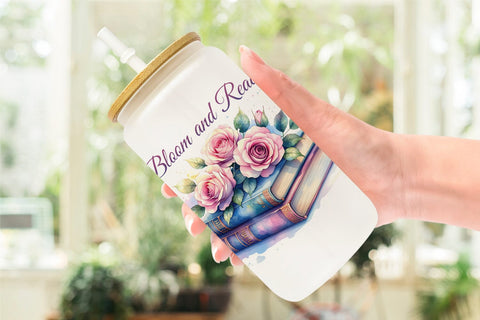 Glass Can Floral Reading Quotes Sublimation artnoy 