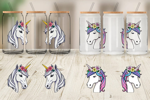 Glass Can Floral Unicorn Sublimation artnoy 