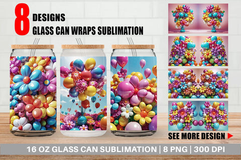 Glass Can Flower Balloon Sublimation artnoy 