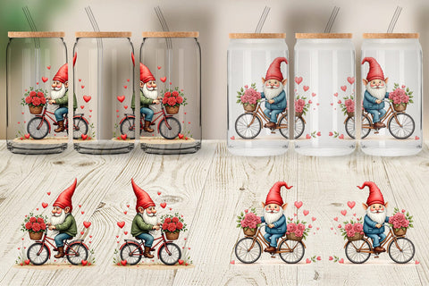 Glass Can Flower Bike Gnome Sublimation artnoy 