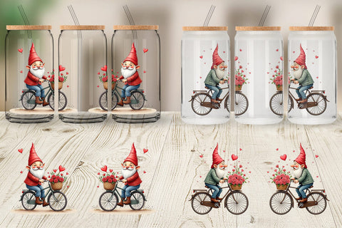 Glass Can Flower Bike Gnome Sublimation artnoy 