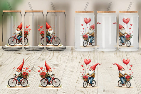 Glass Can Flower Bike Gnome Sublimation artnoy 